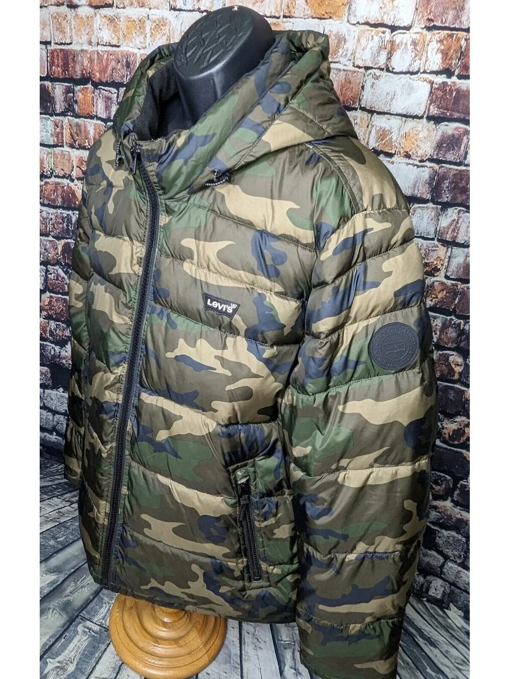 Levi's Arctic Quilted Camo Hooded Winter Puffer Jacket Parka Mid Ski Men XXL 2XL